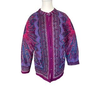 Blair | Reversable Purple Paisley Quilted Jacket | Med